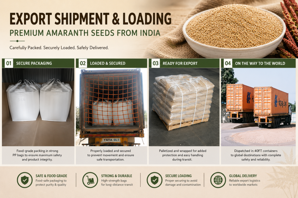 bulk amaranth seeds export shipment from India